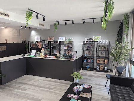 Counter and seating inside CanWell Dispensary in Morley